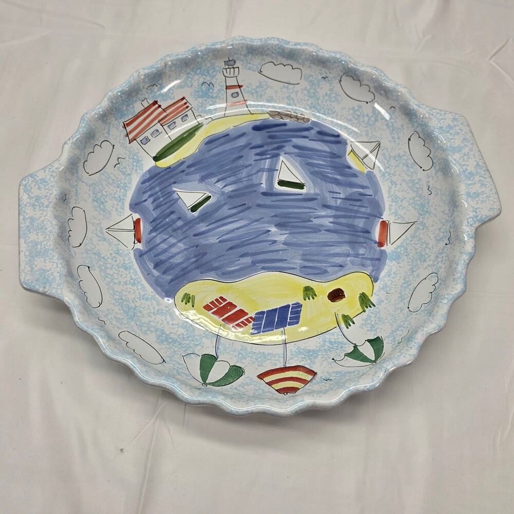 Mesa International Handcrafted in Hungary Coastal Lighthouse Serving Platter 14"